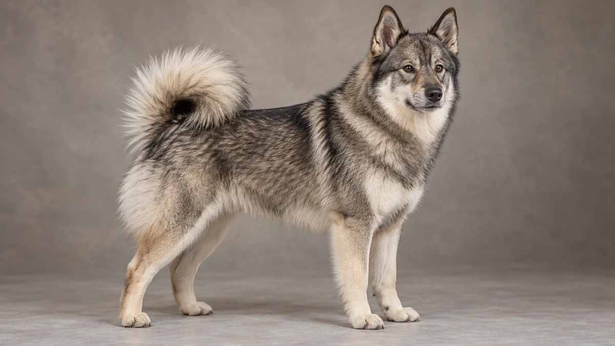Rus Finosu köpek — gri-agouti (kurt tonu) renk