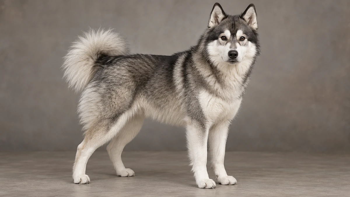 Rus Finosu köpek — gri-beyaz maske renk