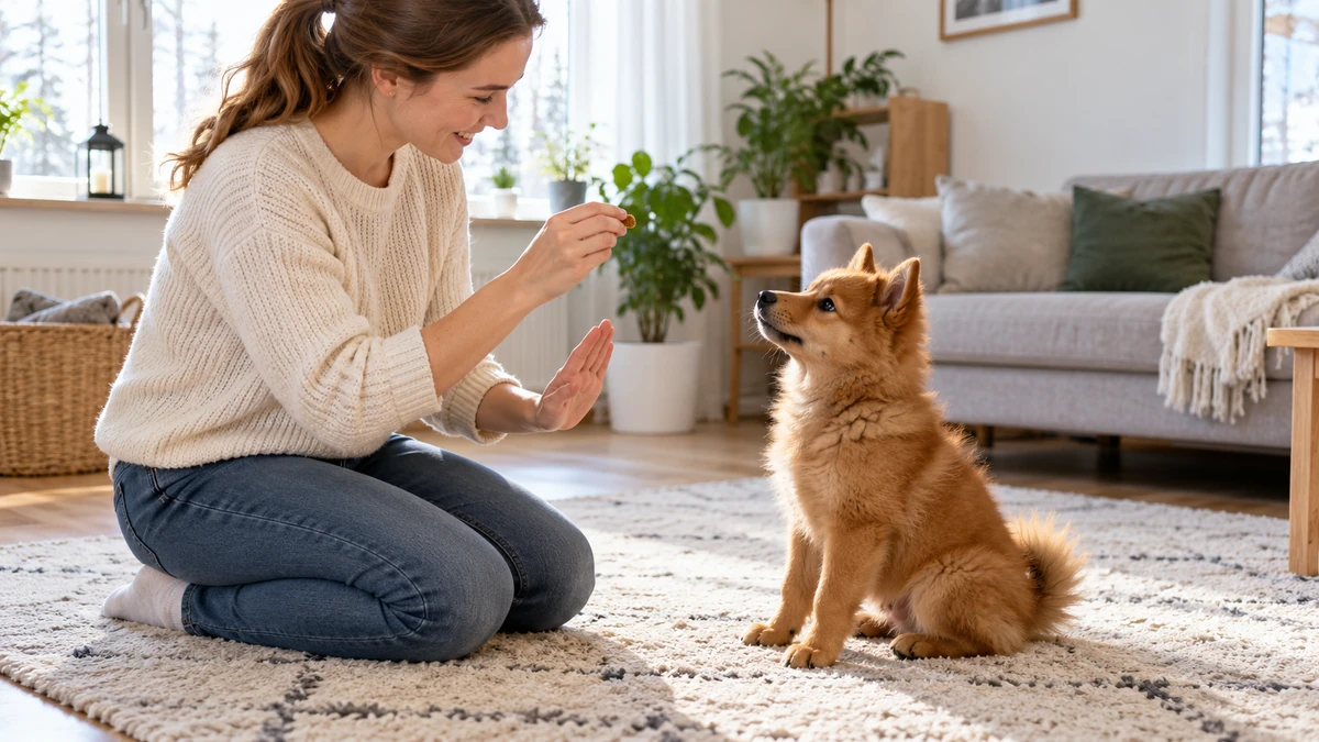 Rus Finosu yavru köpek — komut ve eğitim